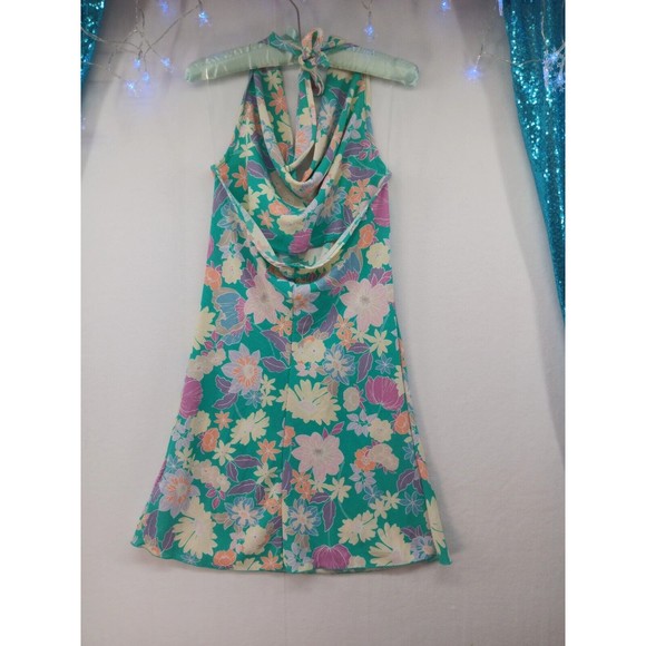 NWT See You Monday Dress Womens SZ M Cowl Neck Tied Halter Stretch Floral Print - Picture 12 of 16
